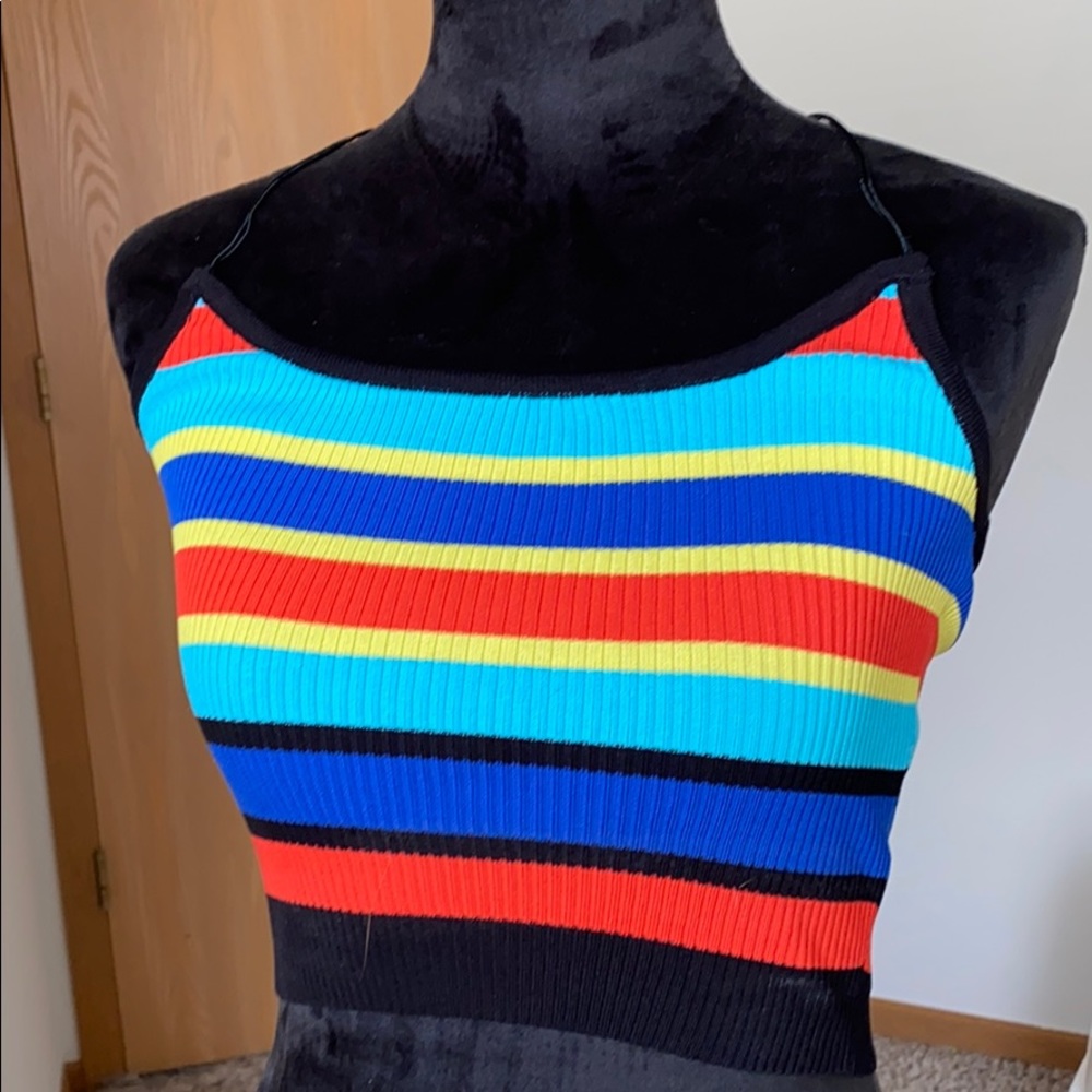 Crop Top Rainbow Stretch Shirt